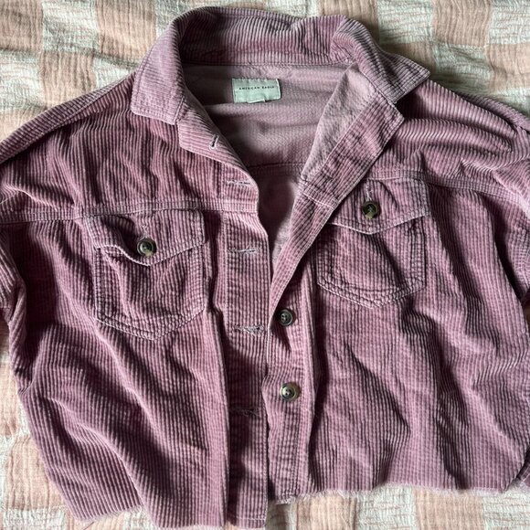 American Eagle Cropped Corduroy Jacket Purple - Picture 3 of 4